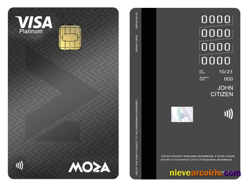 Mozambique Moza Bank visa platinum credit vertical card